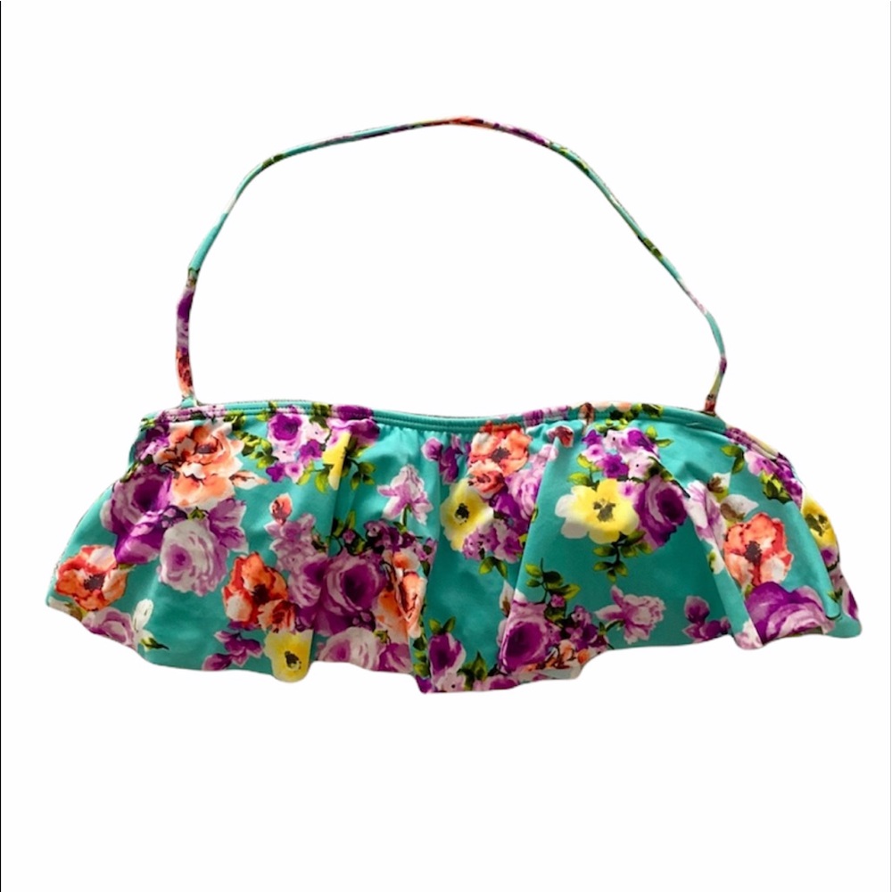 Bright floral bandeau bikini top